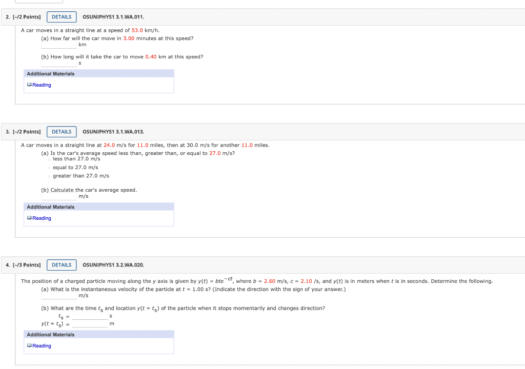 Solved A car moves in a straight line at a speed of 53.0 Chegg