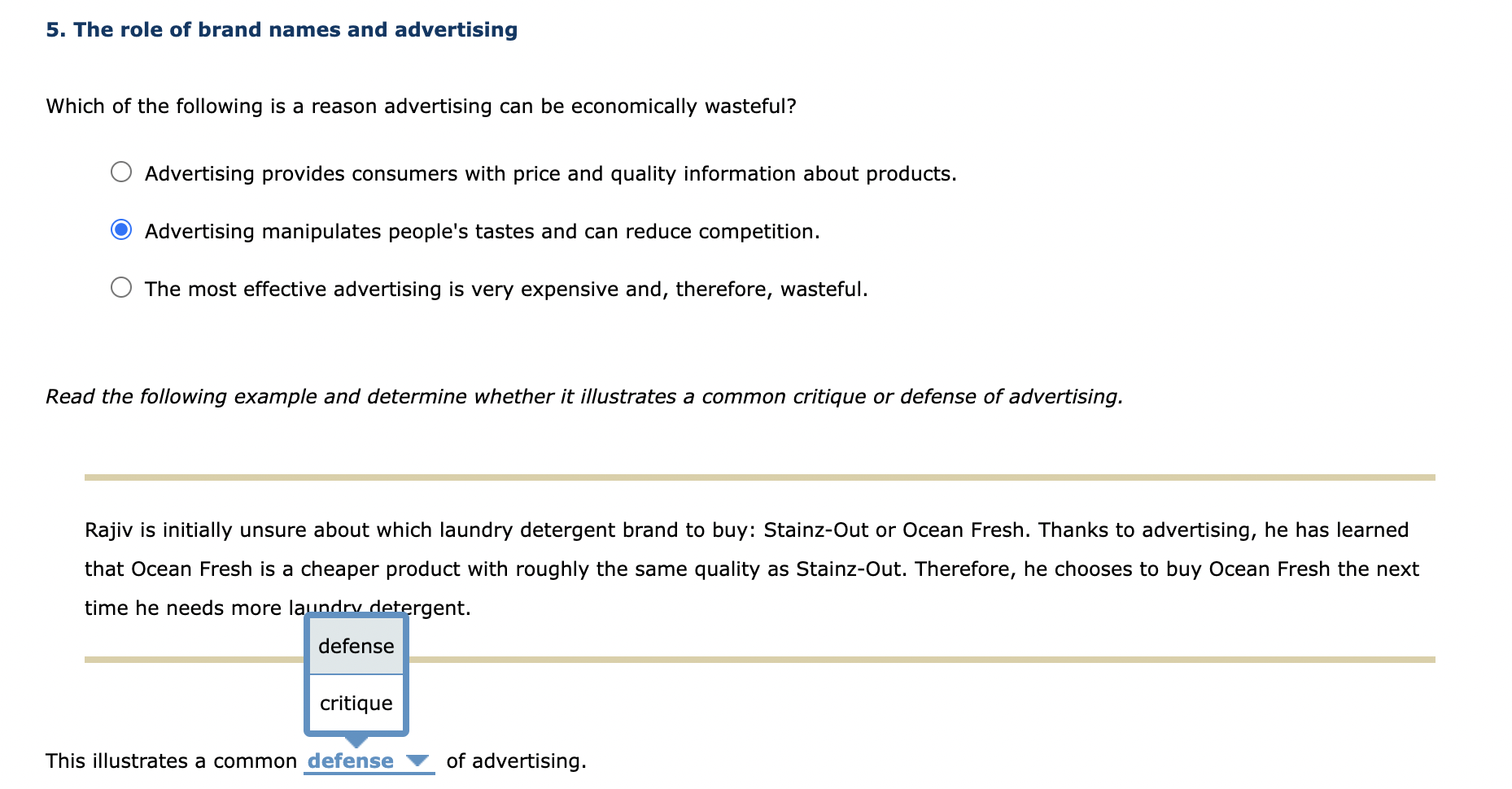 Solved Advertising provides consumers with price and quality