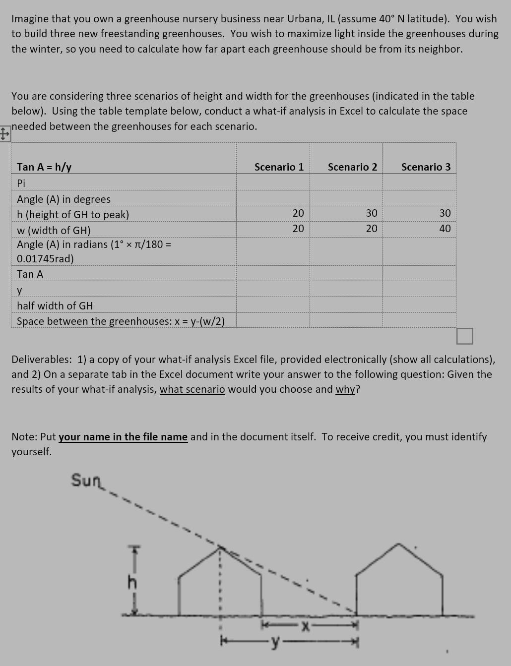 Imagine that you own a greenhouse nursery business