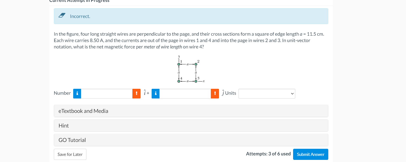 Solved empimProgress Incorrect. In the figure, four long | Chegg.com