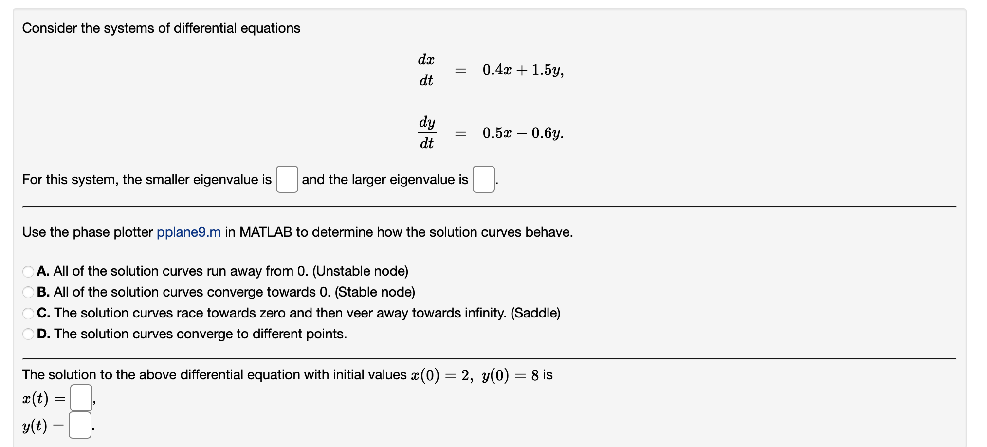 Solved Consider The Systems Of Differential Equations | Chegg.com