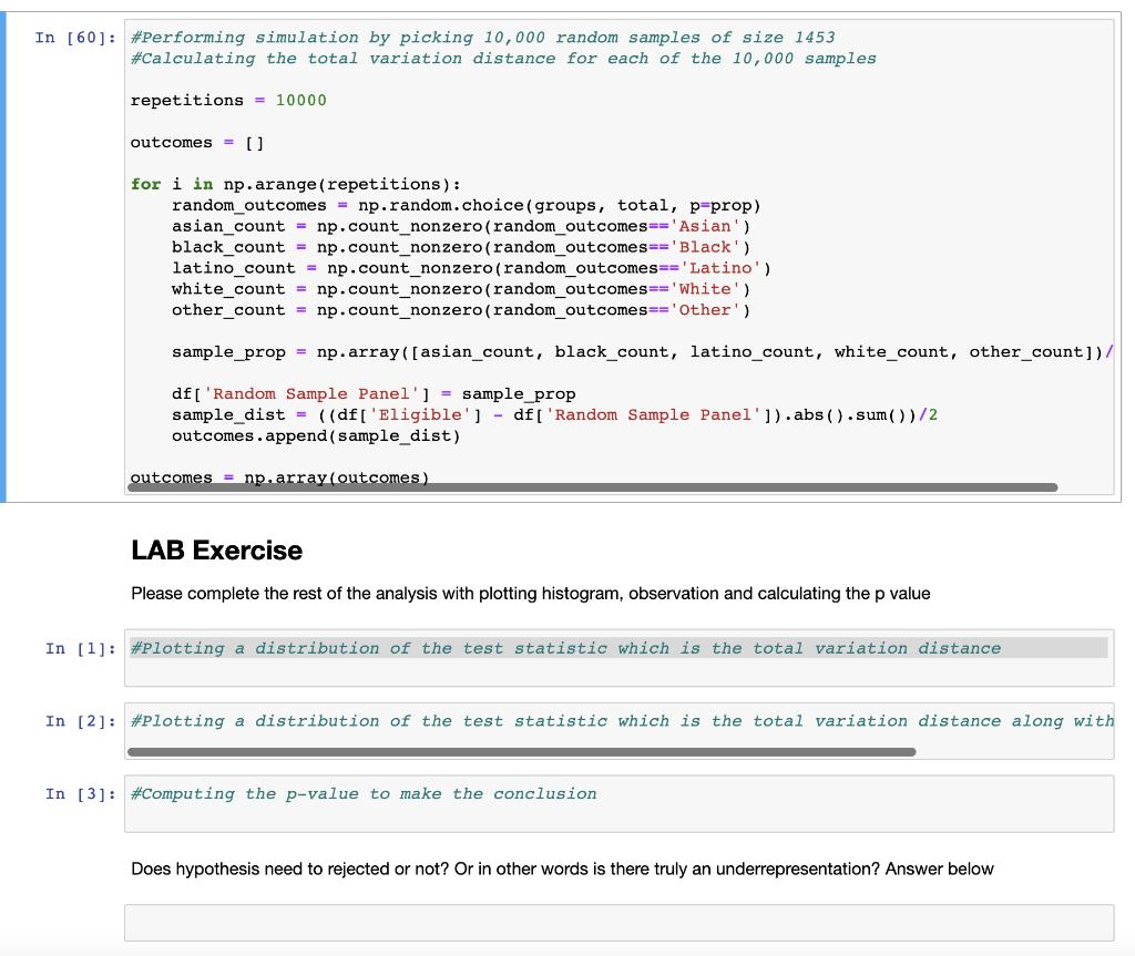 LAB Exercise Please complete the rest of the analysis | Chegg.com