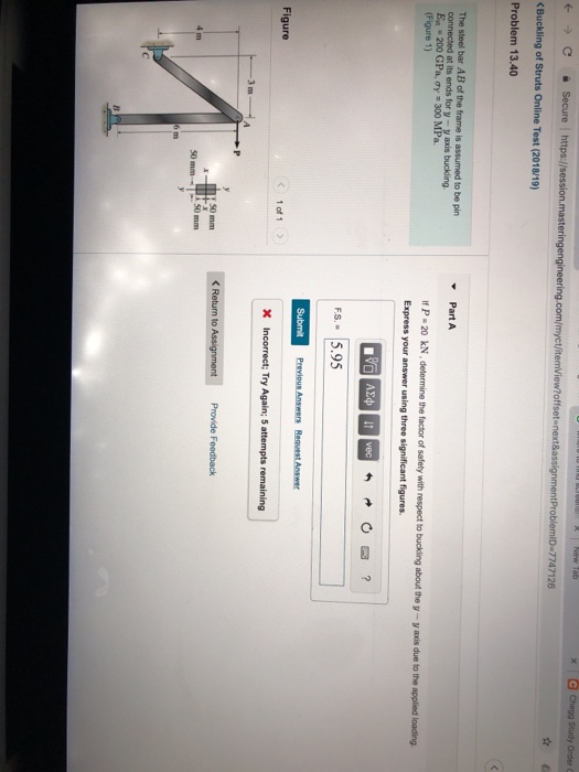 Solved Problem 13.40 The steel bar AB of the frame is | Chegg.com