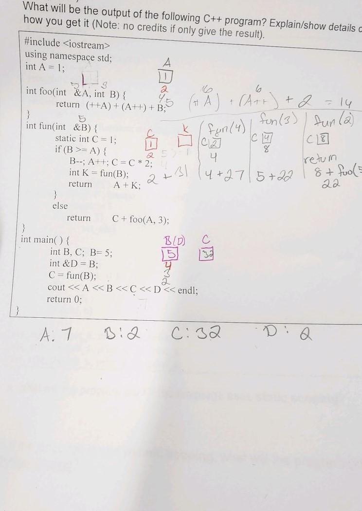 Solved What is the output for this C++ code and can you show | Chegg.com