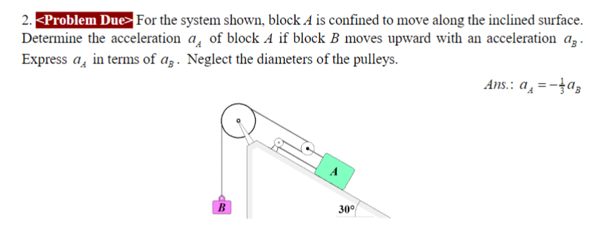Solved 2. For the system shown, block A is confined to move | Chegg.com