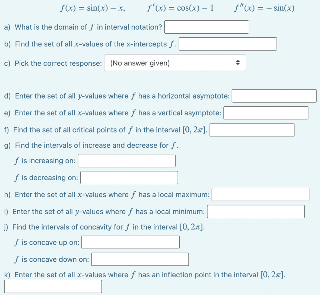 Solved Consider the function and its derivatives: | Chegg.com