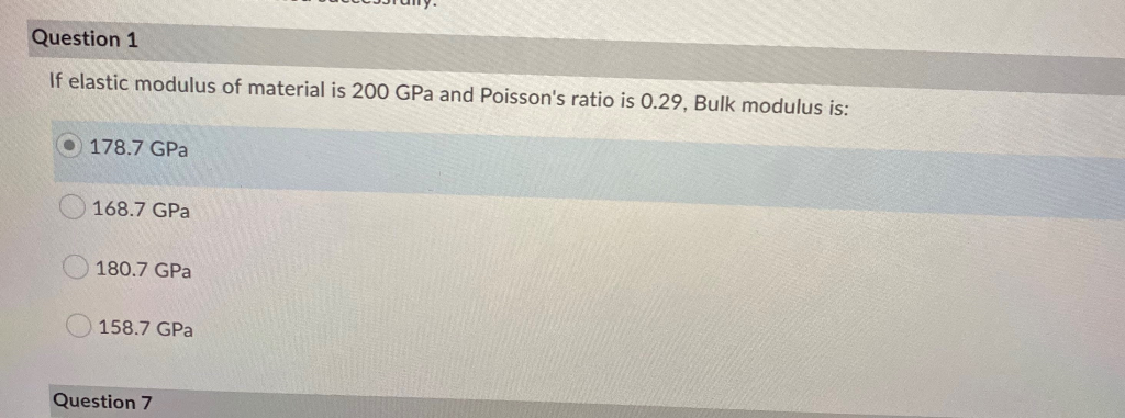 Solved Question 1 If elastic modulus of material is 200 GPa | Chegg.com