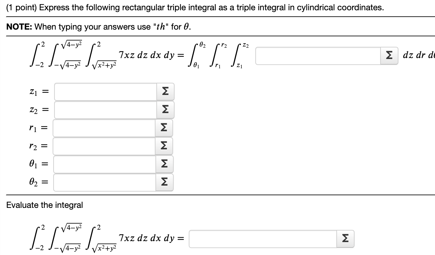 Solved (1 point) Express the following rectangular triple | Chegg.com