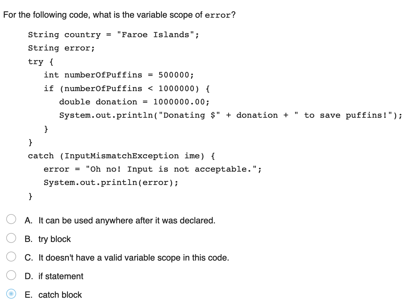 Solved For the following code, what is the variable scope of | Chegg.com