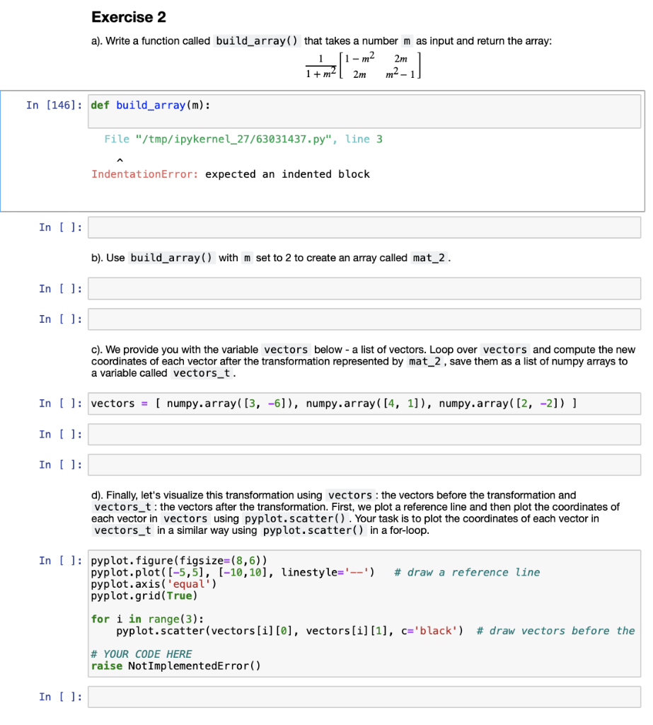 Solved Exercise 2 a). Write a function called build_array ( | Chegg.com
