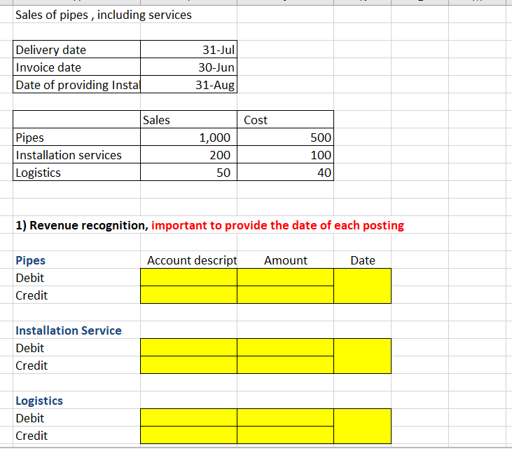 Solved 2) Logistics Cost Recognition Debit Credit | Chegg.com