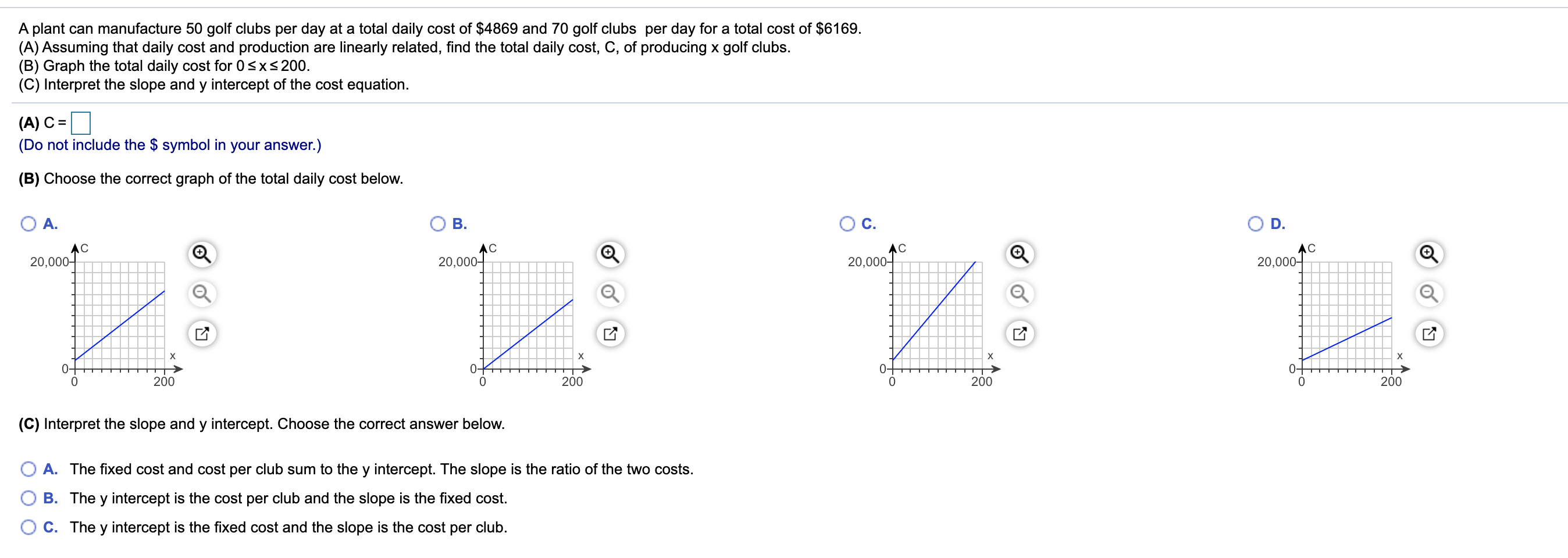 Solved A plant can manufacture 50 golf clubs per day at a