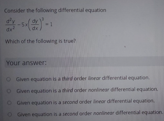 Solved Consider the following differential equation d²v dy | Chegg.com