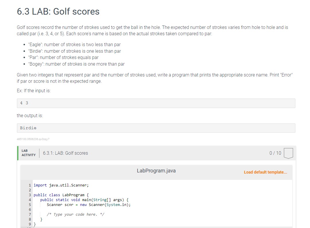 Solved Golf scores record the number of strokes used to get | Chegg.com