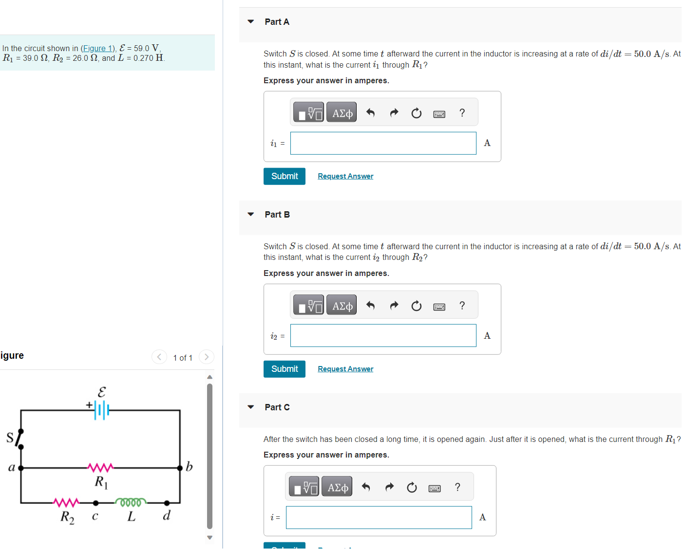 Solved In the circuit shown in (Figure 1), E = 59.0 V , R1 = | Chegg.com