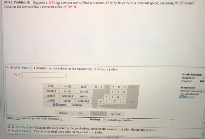 solved-8-problem-4-suppose-a-1150-kg-elevator-car-is-chegg