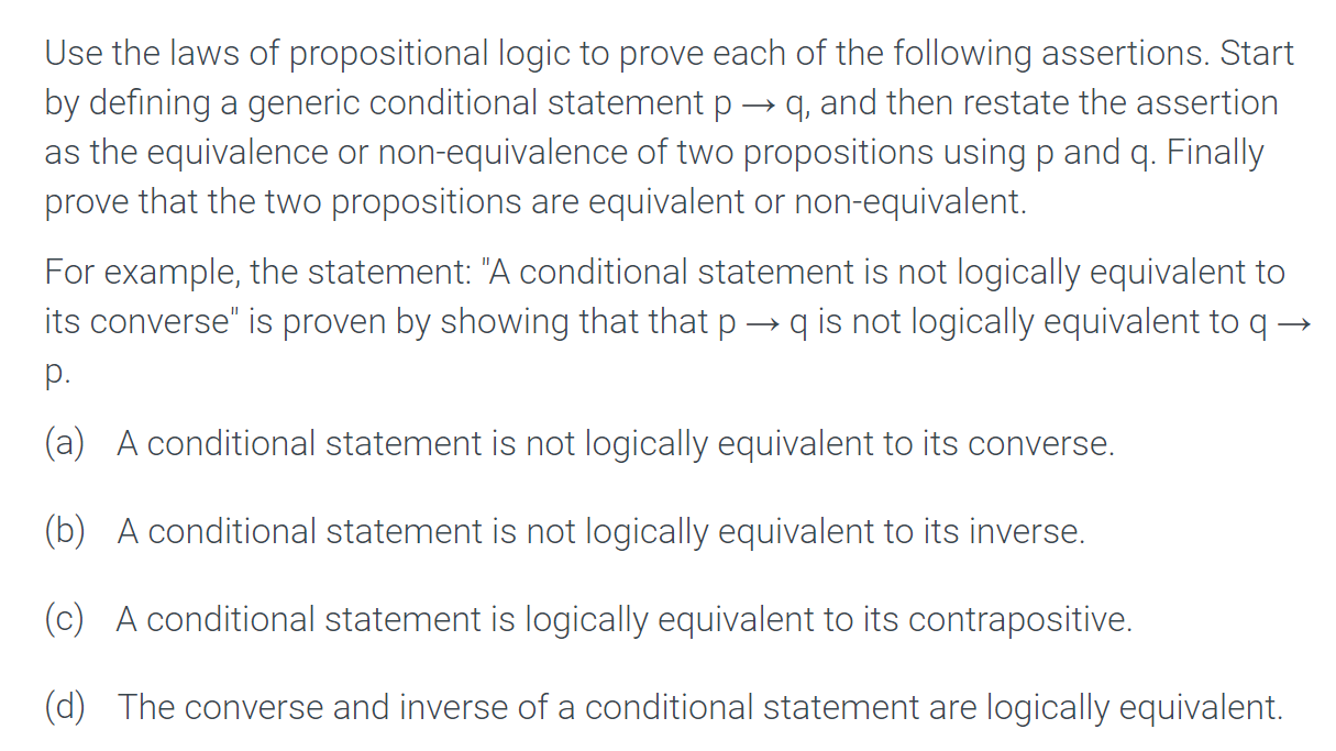 Solved Use The Laws Of Propositional Logic To Prove Each Of | Chegg.com