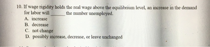 Solved If wage rigidity holds the real wage above the | Chegg.com