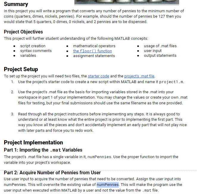 Solved Summary In this project you will write a program that | Chegg.com