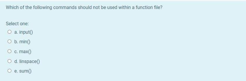 Solved Which of the following commands should not be used | Chegg.com