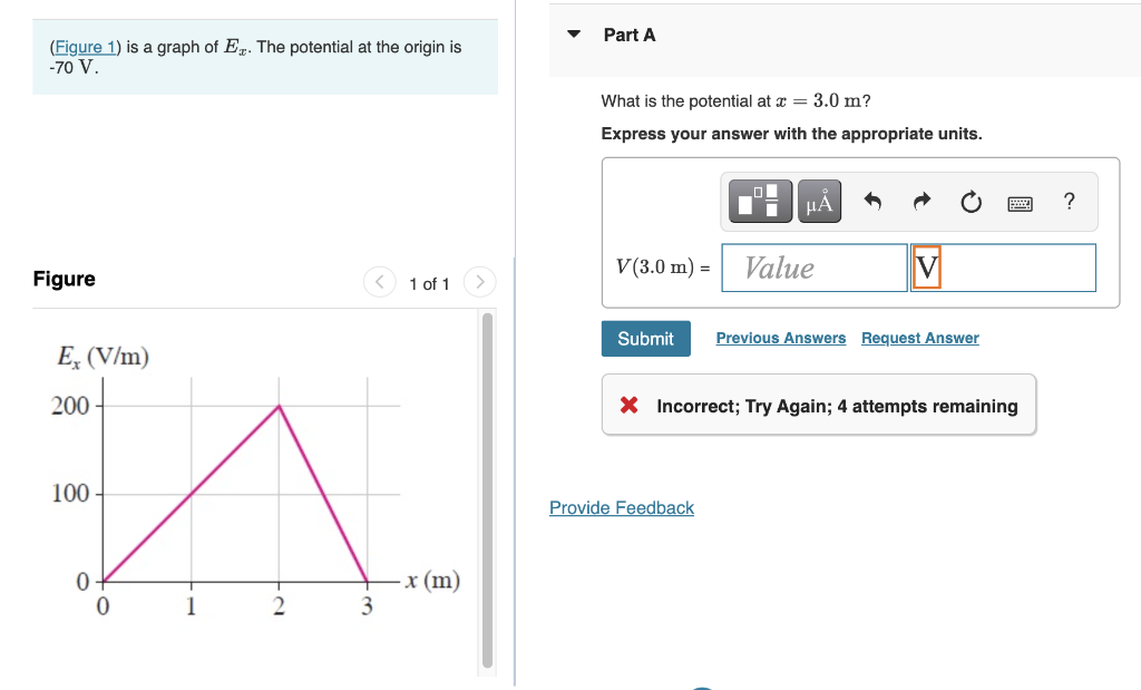 Solved (Figure 1) is a graph of ExEx. The potential at the | Chegg.com