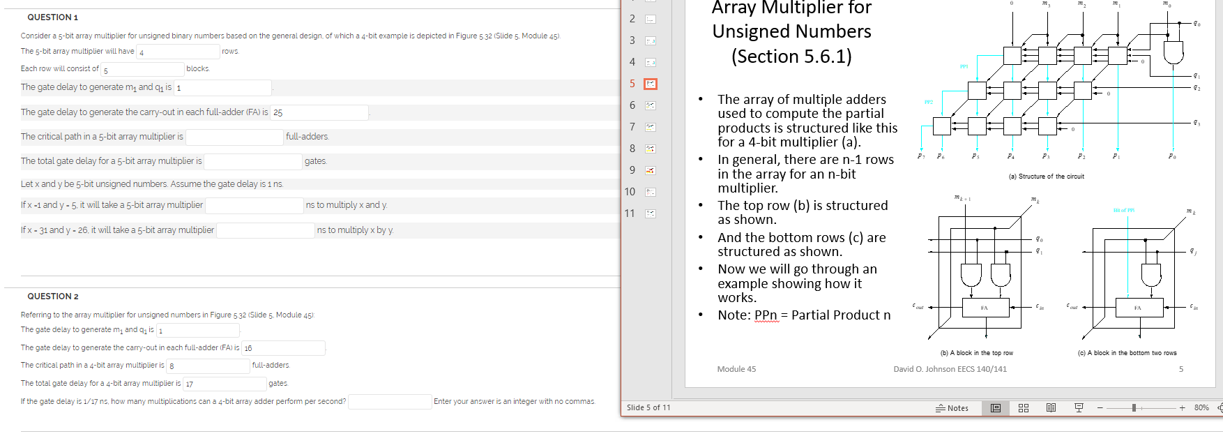 QUESTION 1 Array Multiplier for Unsigned Numbers | Chegg.com