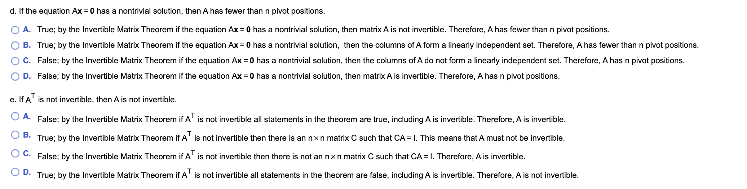 Solved For this exercise assume that the matrices are all Chegg