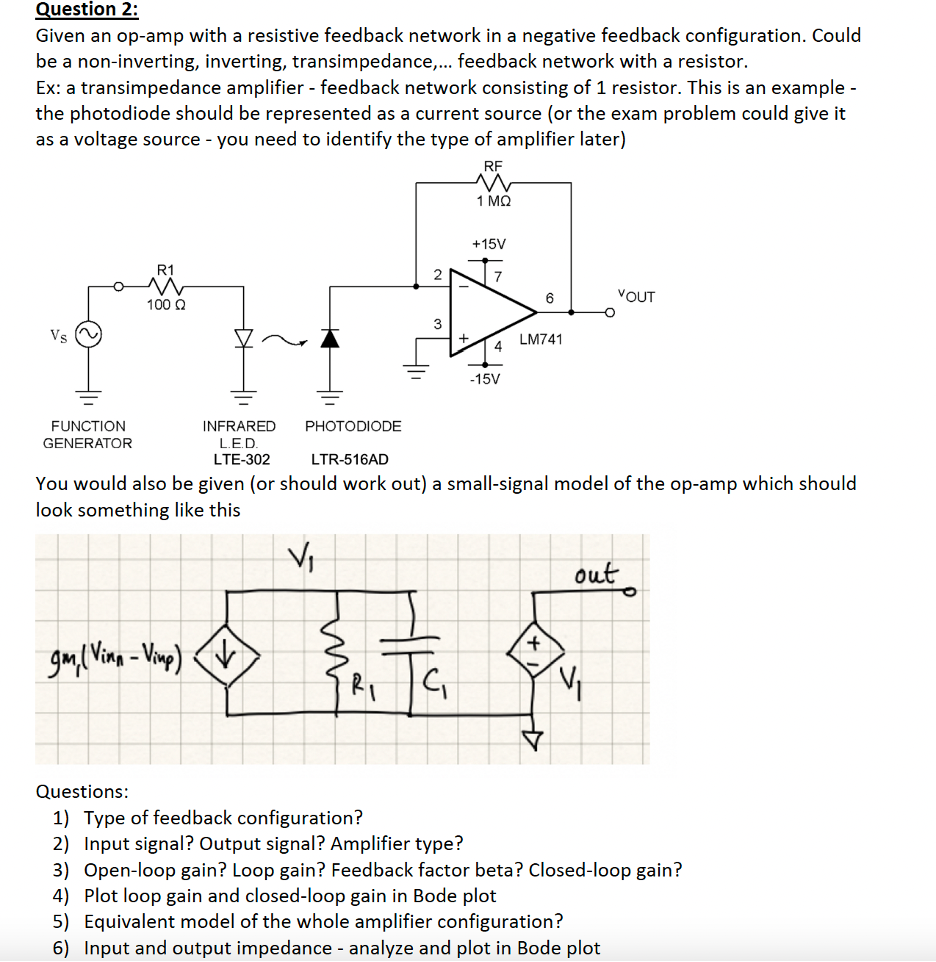 Solved Question 2 Given an opamp with a resistive feedback