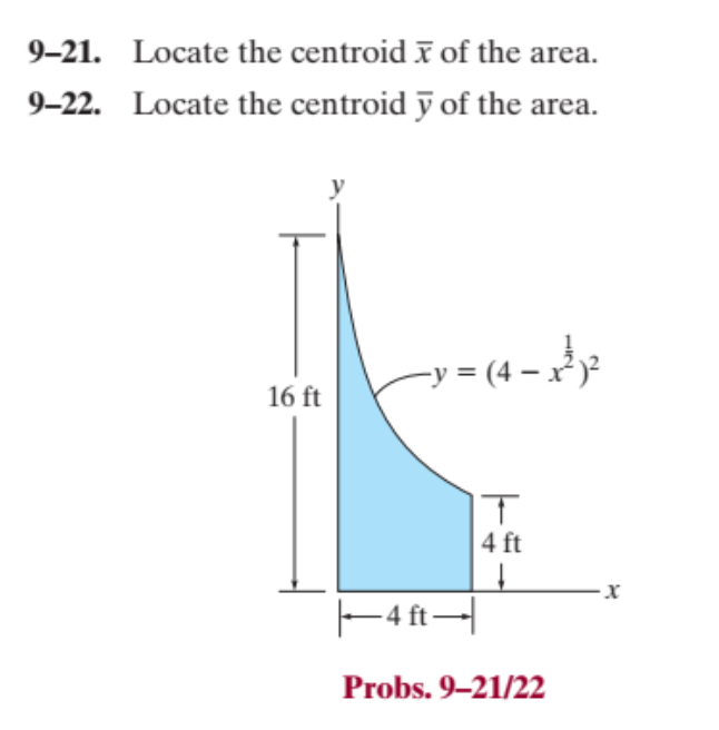 Solved 9-21. Locate the centroid xˉ of the area. 9-22. | Chegg.com