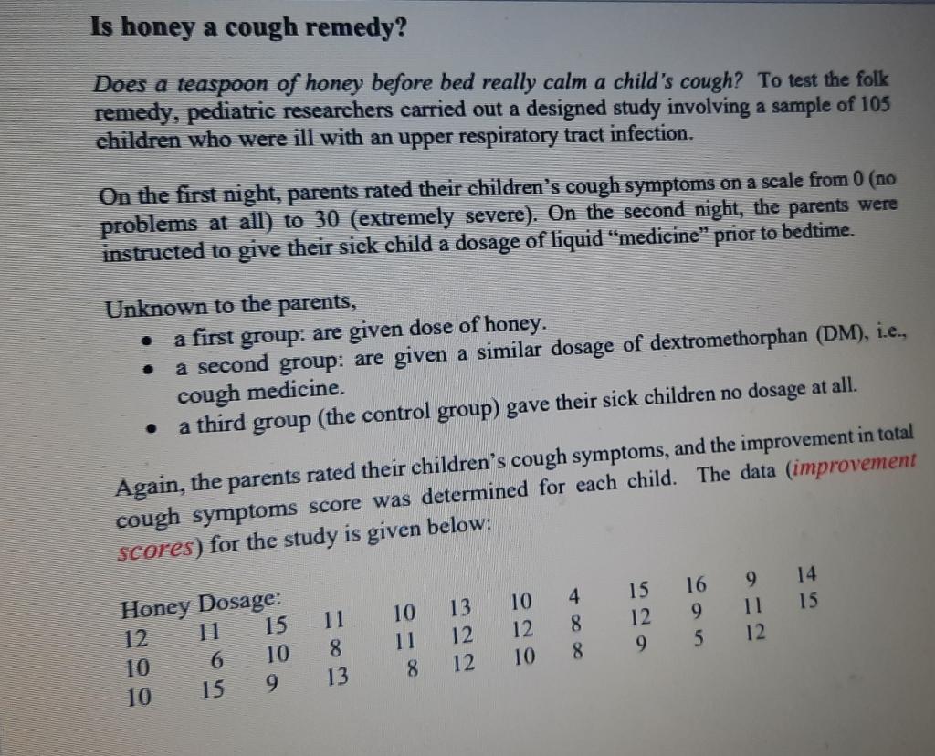 Solved Is honey a cough remedy? Does a teaspoon of honey