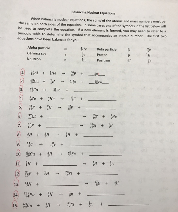 Nuclear Equations Worksheet Answers Page 4 - kidsworksheetfun