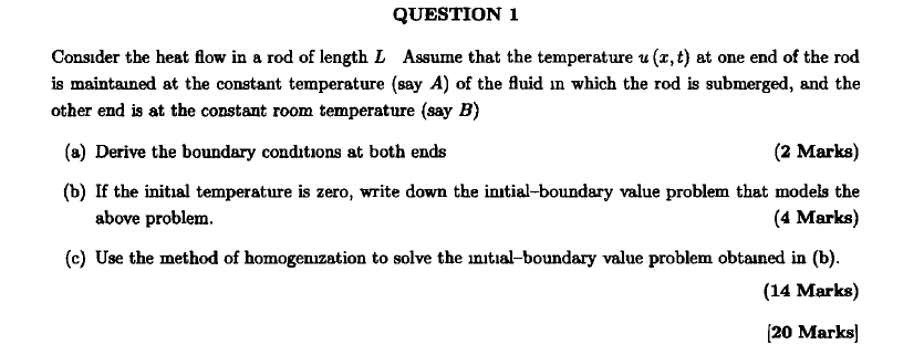 Solved QUESTION 1 Consider the heat flow in a rod of length | Chegg.com