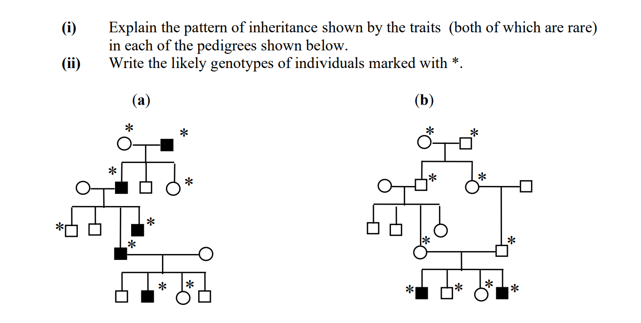 Solved (i) Explain The Pattern Of Inheritance Shown By The | Chegg.com