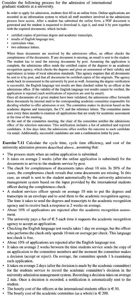 Consider the following process for the admission of | Chegg.com