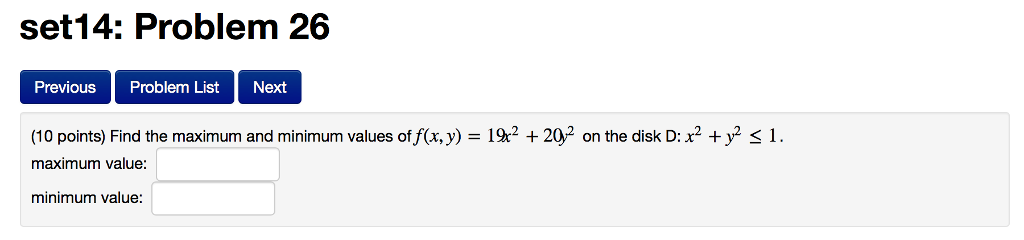Solved set14: Problem 26 Previous Problem List Next 10 | Chegg.com