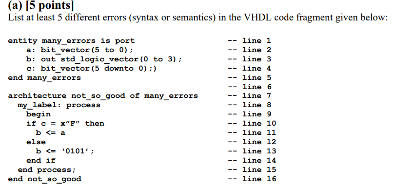 Solved (a) (5 points] List at least 5 different errors | Chegg.com