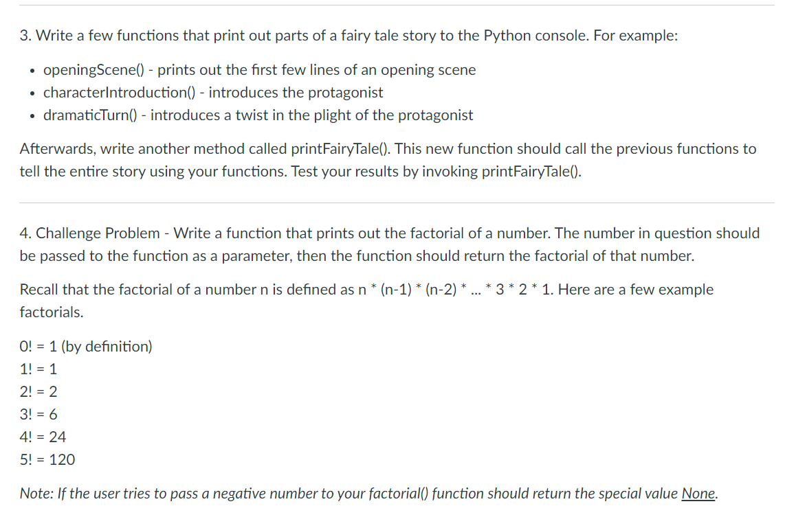 Solved Solve The Following Problems In A Python Program. | Chegg.com