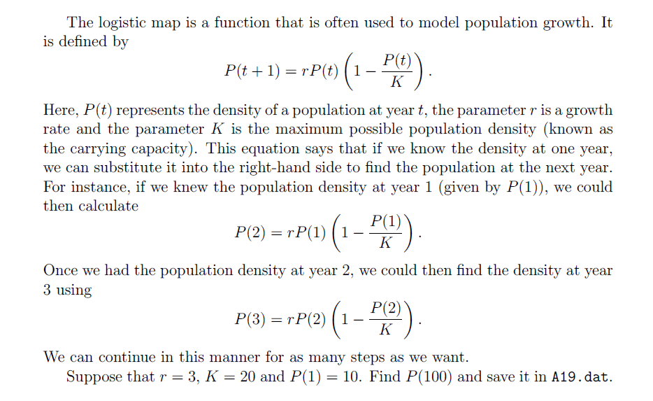 Solved The logistic map is a function that is often used to | Chegg.com