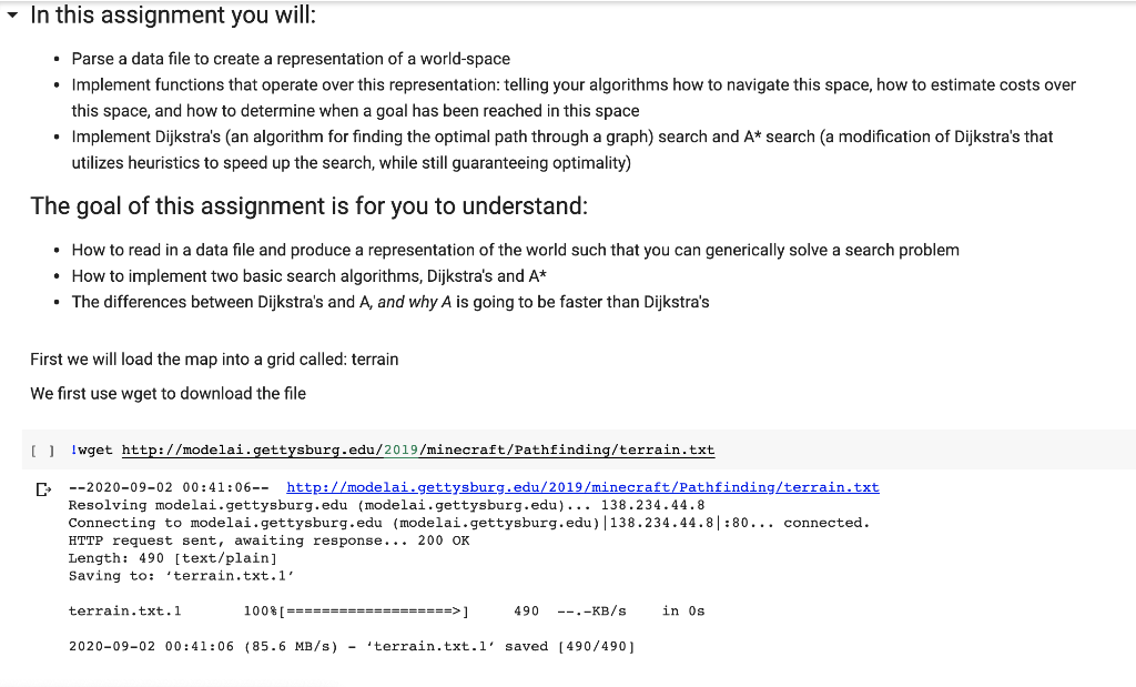 In this assignment you will: • Parse a data file to | Chegg.com