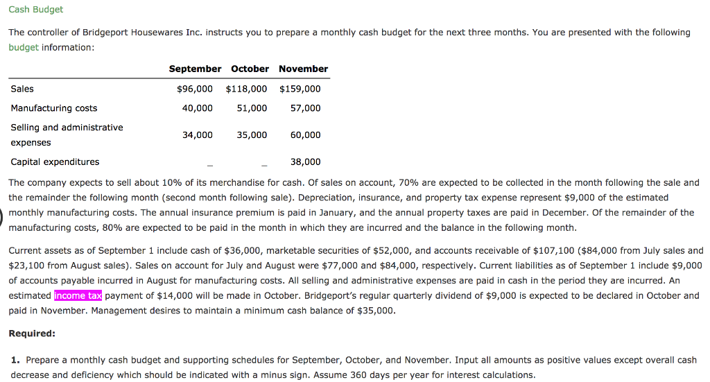 solved-cash-budget-the-controller-of-bridgeport-housewares-chegg