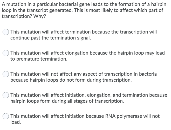Solved A mutation in a particular bacterial gene leads to | Chegg.com