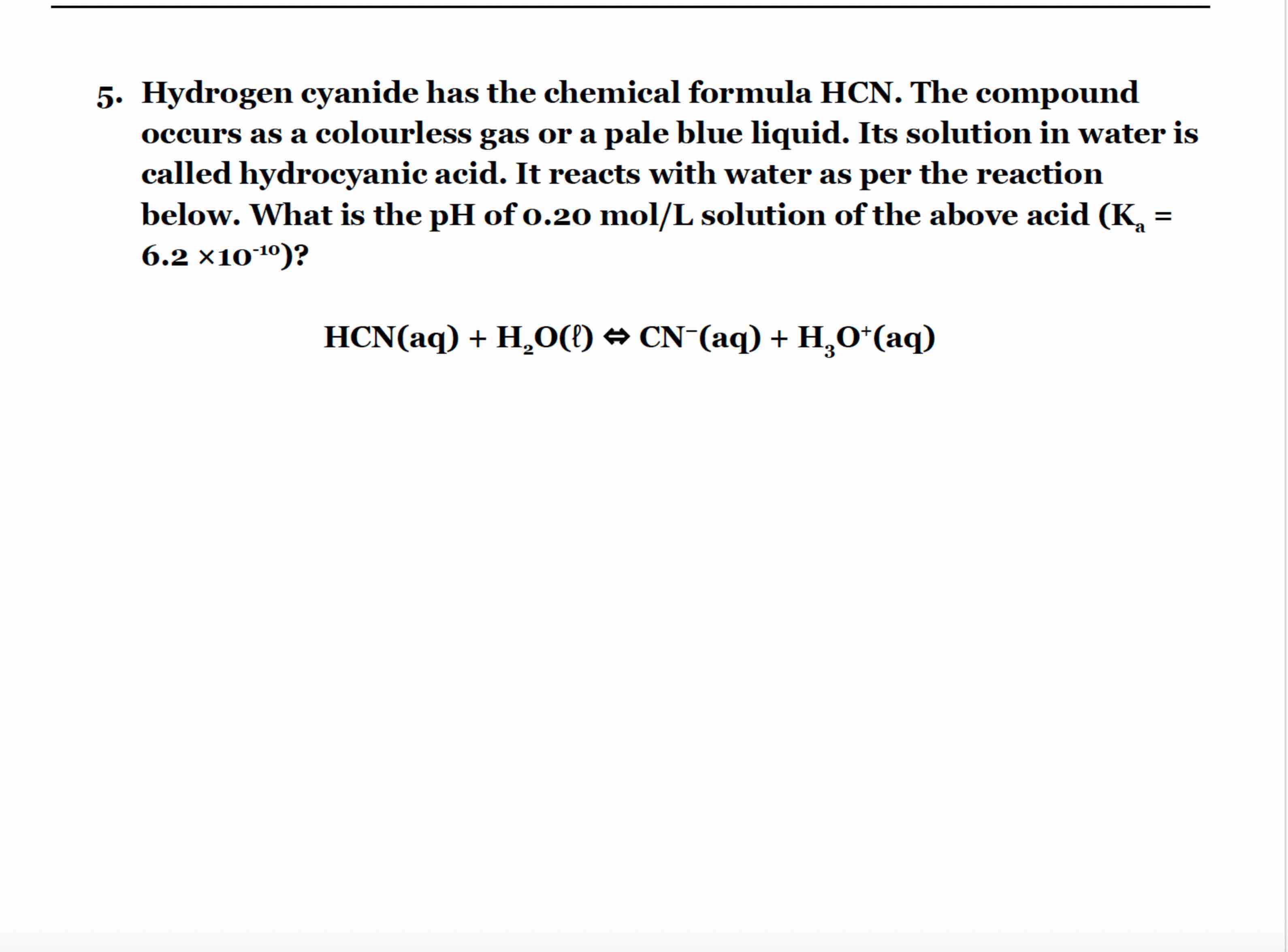 Solved Hydrogen cyanide has the chemical formula HCN. ﻿The | Chegg.com