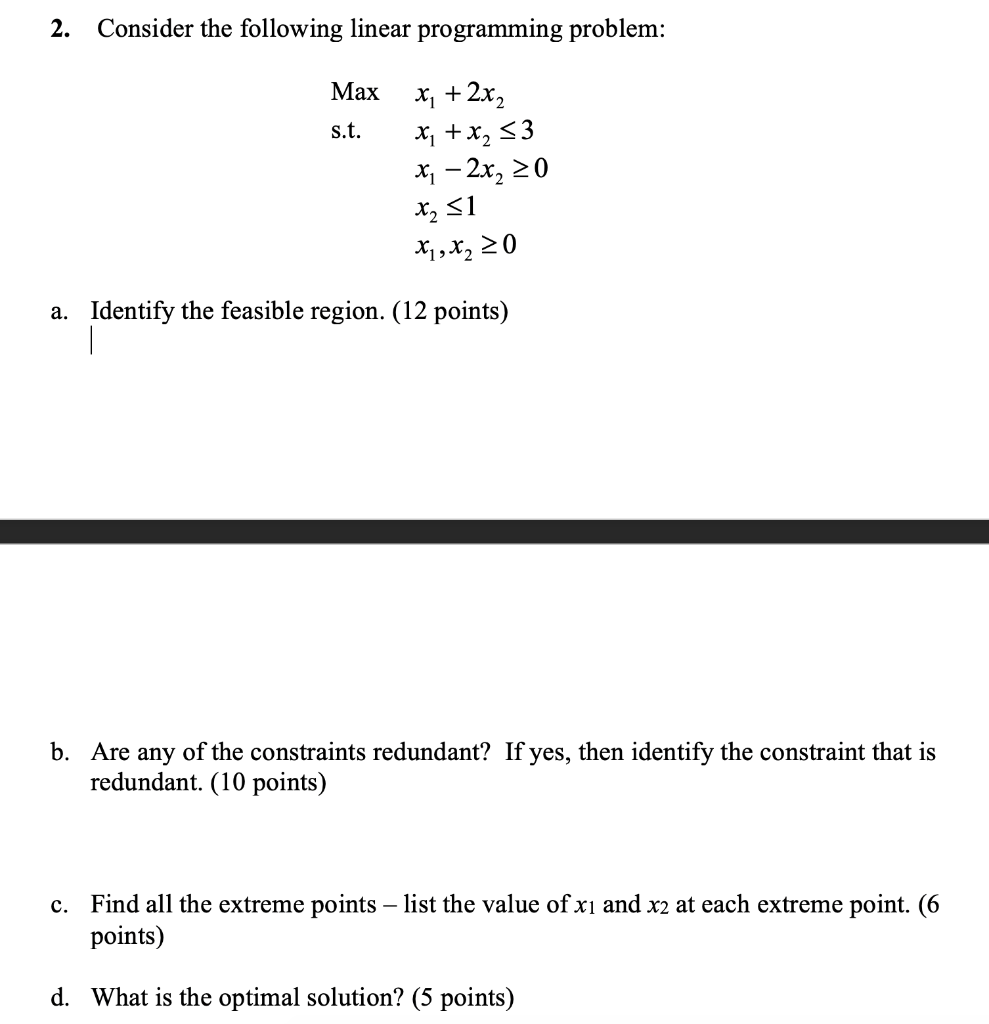 Solved 1 Consider The Following Linear Programming Problem