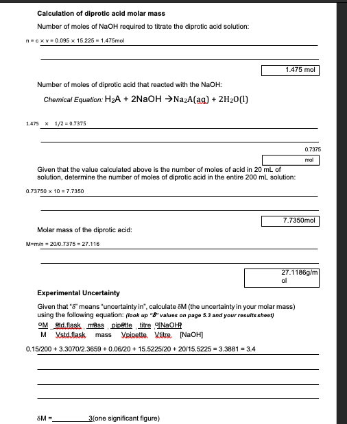 Solved Chemistry titration calculations? given the following | Chegg.com