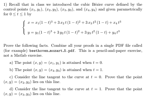 Solved 1) Recall that in class we introduced the cubic | Chegg.com