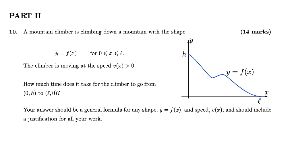 Solved PART II 10. A mountain climber is climbing down a | Chegg.com