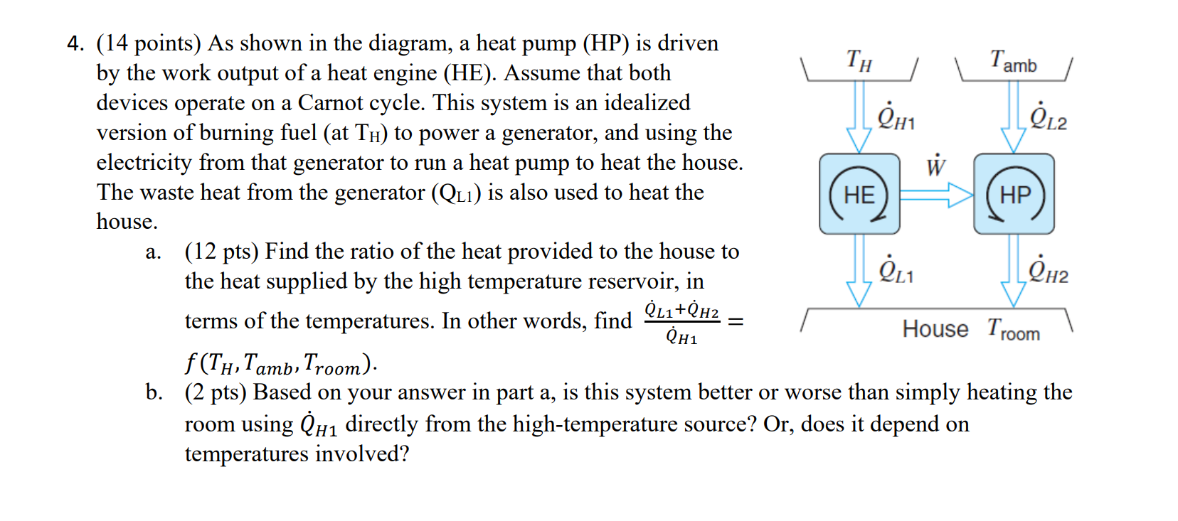 Solved 4. (14 Points) As Shown In The Diagram, A Heat Pump | Chegg.com