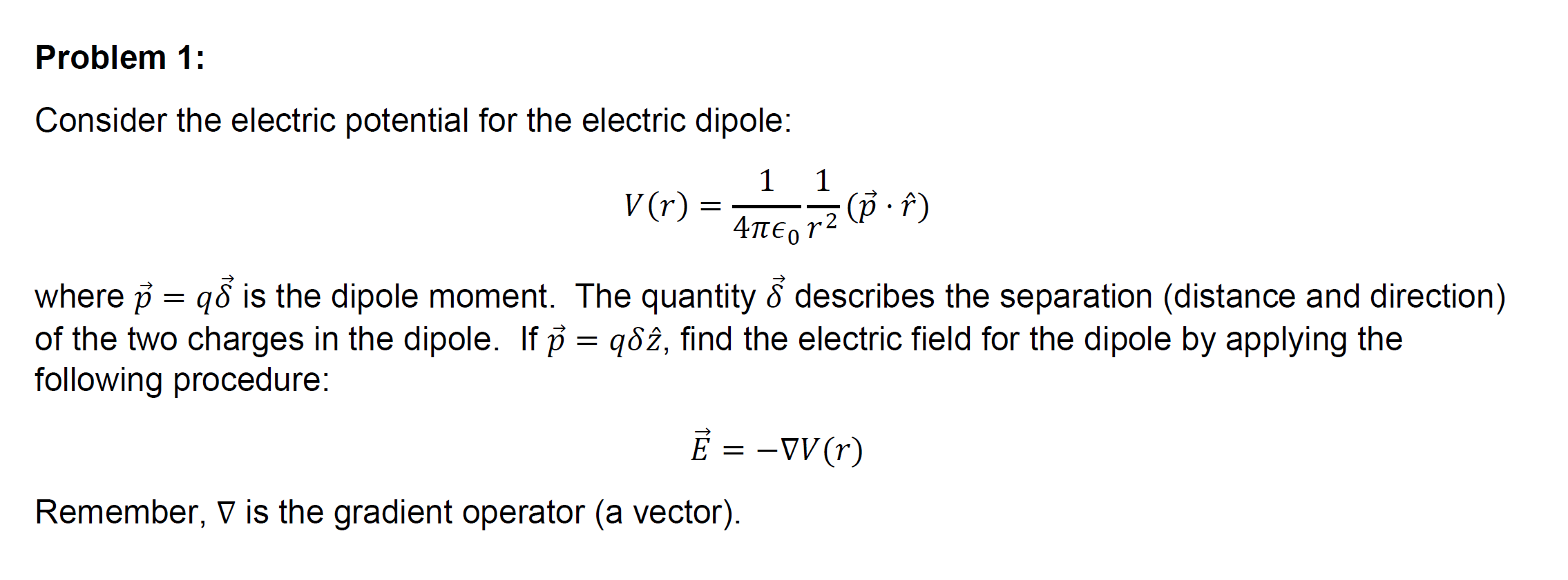 Solved Consider the electric potential for the electric | Chegg.com