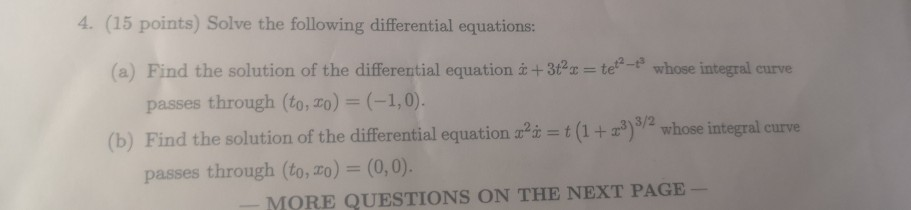 Solved 4. (15 Points) Solve The Following Differential | Chegg.com