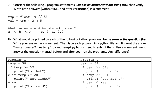 Solved 7- Consider the following 2 program statements: | Chegg.com